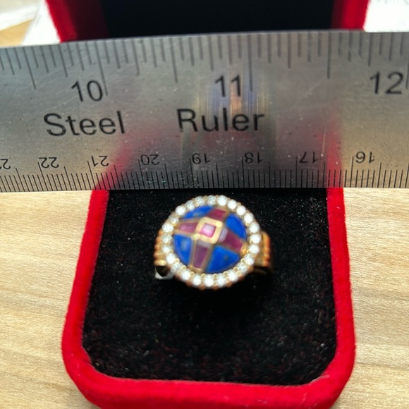 14k Gold Rubies Diamonds & Lapis Ring